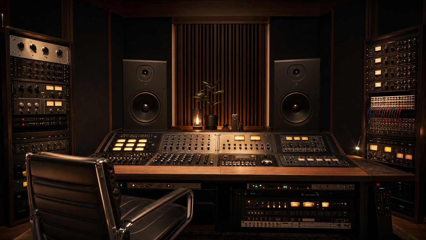 Sala mastering con outboard